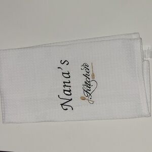 White Embroidered Kitchen Waffle Encasa Dish Nana Towel